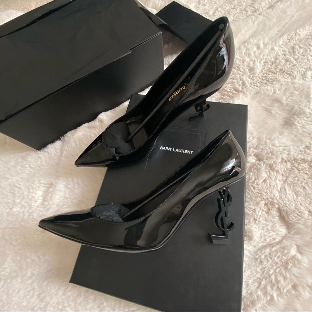 Saint Laurent Black Opyum 85 Patent Pumps